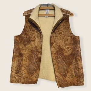Vintage 90s Faux Suede Sherpa Vest